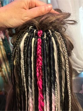 Handmade Pink Accent Braided Hair Extension - Women Wigs & Extensions